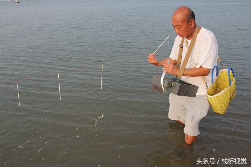 青岛64岁老人自制钓鱼神器，小帆船牵引借风放长线绑筷子钓针量鱼